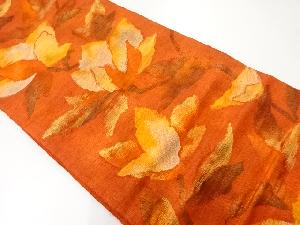 リサイクル　手織り紬草花模様織出し名古屋帯